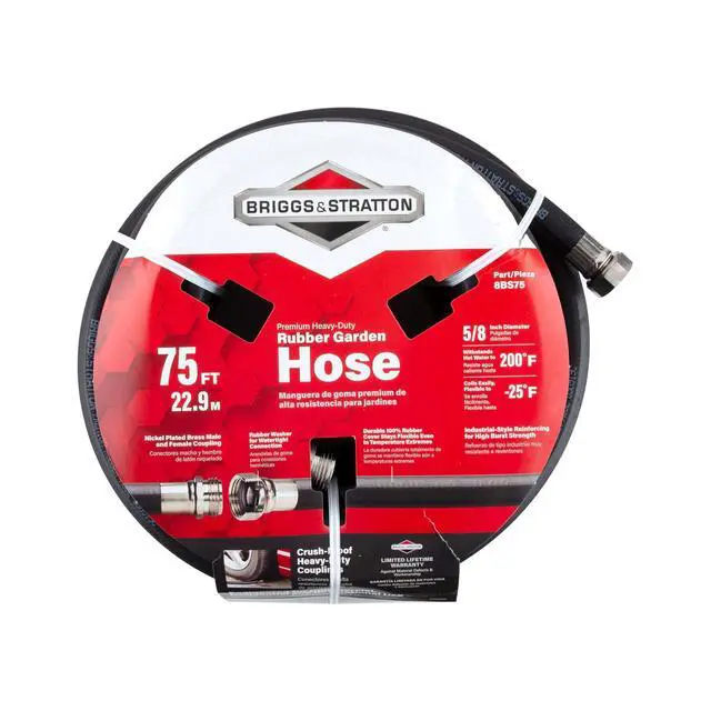 Alt view image 2 of 4 - Briggs and Stratton 8BS75 75-Foot Premium Heavy-Duty Rubber Garden Hose, Brass