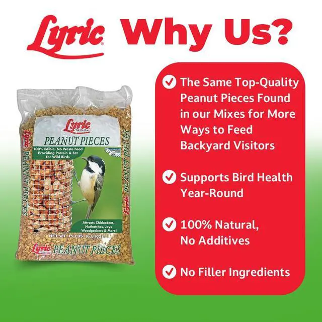 Alt view image 3 of 6 - Peanut Pieces Wild Bird Seed - Shelled Peanuts Wild Bird Food for Outside Feeders - 30 lb (Pack of 2-15 lb Bags)