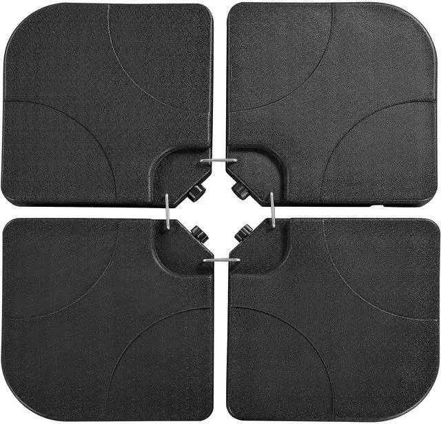 Main image of 4-Piece 200lb Cantilever Offset Filled with Water or Sand Umbrella Base Patio Market Stand with U Locking Square Shaped, Black
