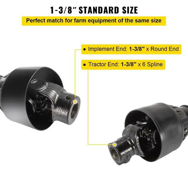 Alt view image 3 of 6 - PTO Shaft, 1-3/8" PTO Drive Shaft, 6 Spline Tractor, Round Implement Ends PTO Driveline Shaft, Series 4 Tractor PTO Shaft, 43"-61" Brush Hog PTO Shaft Black, for Finish Mower, Rotary Cutter