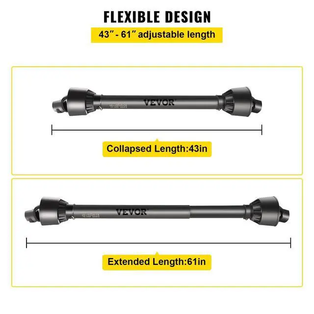 Alt view image 4 of 6 - PTO Shaft, 1-3/8" PTO Drive Shaft, 6 Spline Tractor, Round Implement Ends PTO Driveline Shaft, Series 4 Tractor PTO Shaft, 43"-61" Brush Hog PTO Shaft Black, for Finish Mower, Rotary Cutter