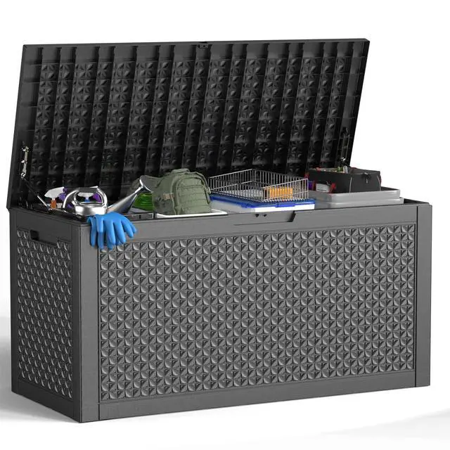 Main image of 121 Gallon Waterproof Outdoor Storage Box,Resin Deck Box,Lockable Outside Storage Box Container for Patio Furniure,Garden,Pool Tools (121 Gallon,Black)