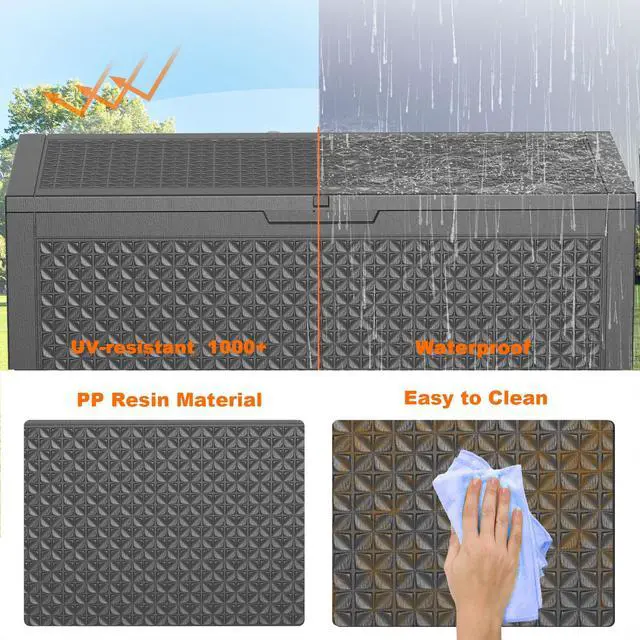 Alt view image 5 of 6 - 121 Gallon Waterproof Outdoor Storage Box,Resin Deck Box,Lockable Outside Storage Box Container for Patio Furniure,Garden,Pool Tools (121 Gallon,Black)