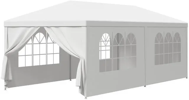 Main image of 10' x 20' Outdoor White Waterproof Gazebo Canopy Tent with Removable Sidewalls Windows Heavy Duty Tent for Party Wedding Events Beach BBQ