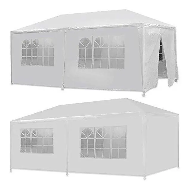 Alt view image 6 of 6 - 10' x 20' Outdoor White Waterproof Gazebo Canopy Tent with Removable Sidewalls Windows Heavy Duty Tent for Party Wedding Events Beach BBQ