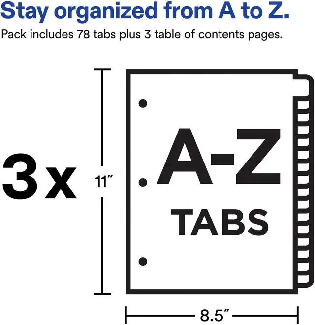 Alt view image 4 of 7 - Avery® A-Z Dividers, Ready Index®, Multicolor Tabs (3 Sets of 44225)