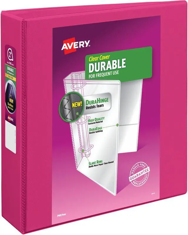 Main image of Avery Durable View 3 Ring Binder, 2" Slant Rings, 1 Pink Binder