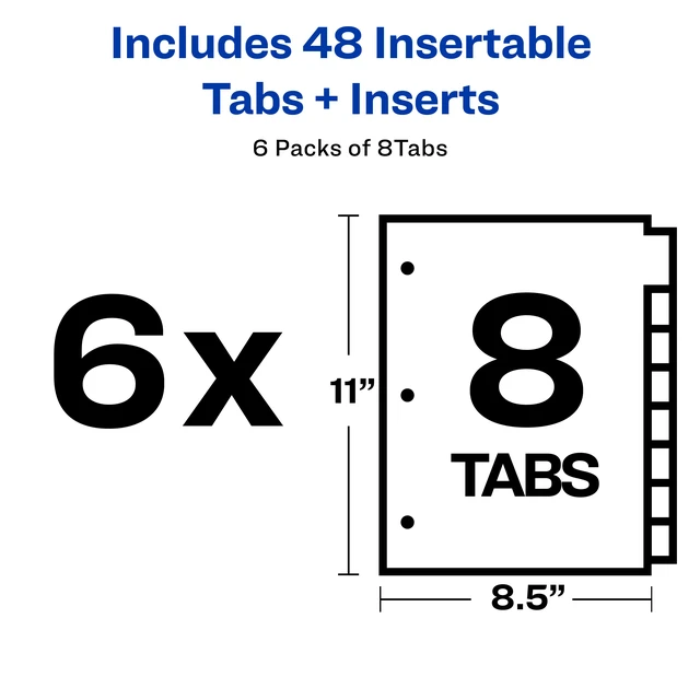 Alt view image 3 of 5 - Avery® Paper Dividers, Insertable Big Tab, 8-Tab, Multicolor, 6 Sets