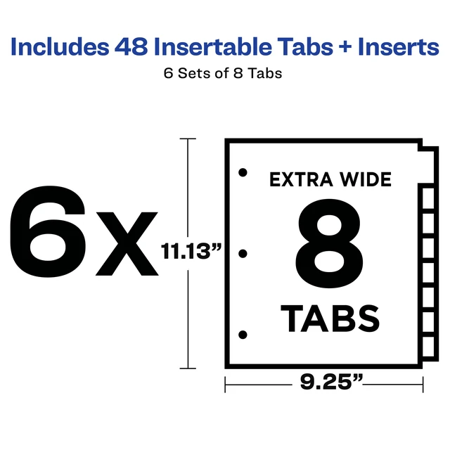 Alt view image 3 of 7 - Avery® Paper Dividers, Insertable Big Tab, 8-Tab, Color, 6 Sets