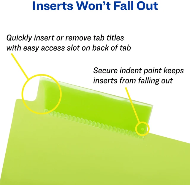 Alt view image 3 of 7 - Avery® Plastic Dividers, Insertable Big Tab, 5-Tab, Multicolor, 1 Set