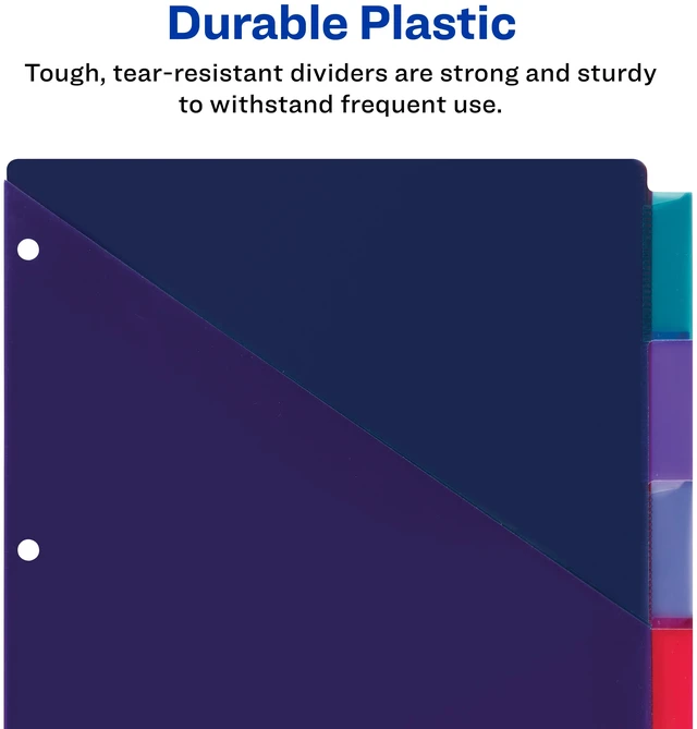 Alt view image 6 of 7 - Avery® Plastic Dividers, Insertable Big Tab, 5-Tab, Multicolor, 1 Set