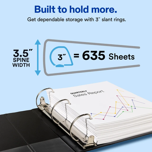 Alt view image 2 of 7 - Avery® Durable View 3 Ring Binders, 3" Slant Rings, 4 White Binders