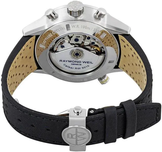 Alt view image 2 of 3 - Raymond Weil Freelancer Automatic Chronograph Stainless Steel Black Dial Black Leather Strap Date Mens Watch 7740-SC1-20021