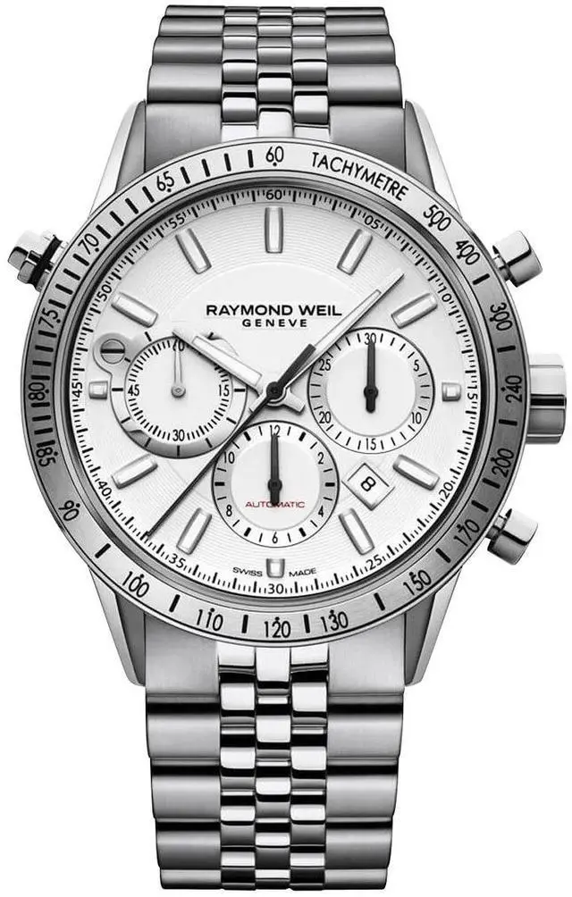 Main image of Raymond Weil Freelancer Automatic Chronograph Stainless Steel White Dial Date Mens Watch 7740-ST-30001