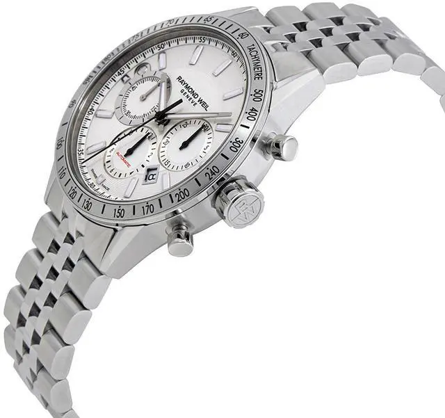 Alt view image 2 of 3 - Raymond Weil Freelancer Automatic Chronograph Stainless Steel White Dial Date Mens Watch 7740-ST-30001
