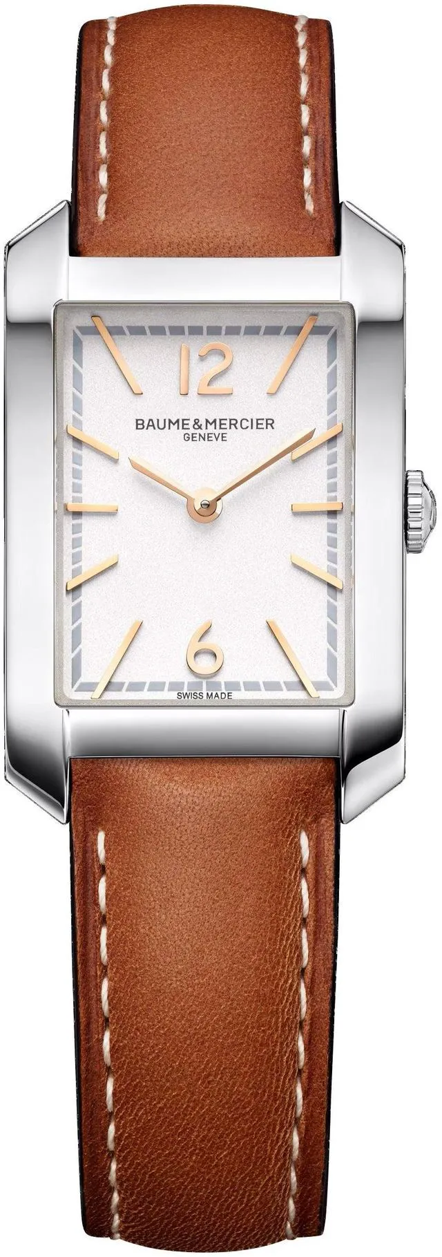 Main image of Baume & Mercier Hampton Stainless Steel Silver Dial Brown Leather Strap Quartz Womens Watch M0A10472