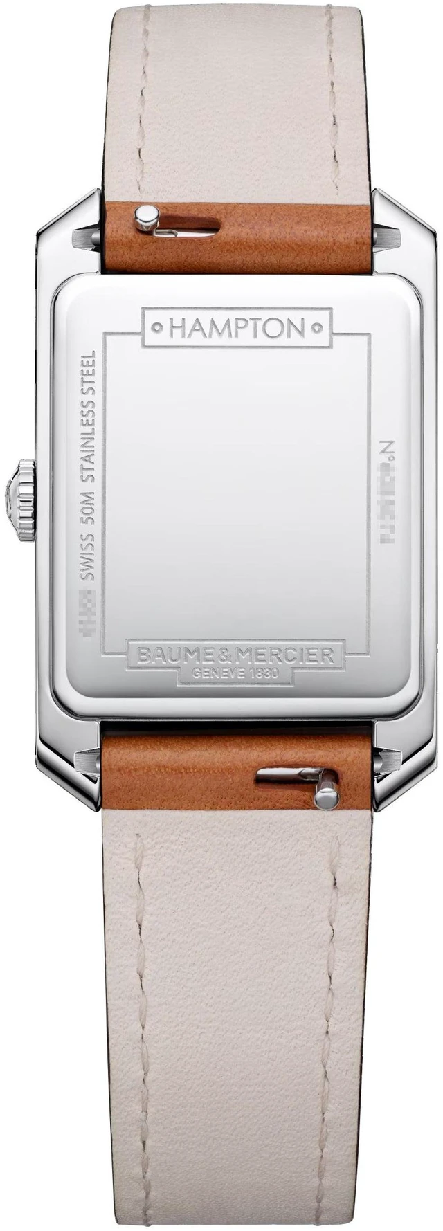 Alt view image 3 of 3 - Baume & Mercier Hampton Stainless Steel Silver Dial Brown Leather Strap Quartz Womens Watch M0A10472