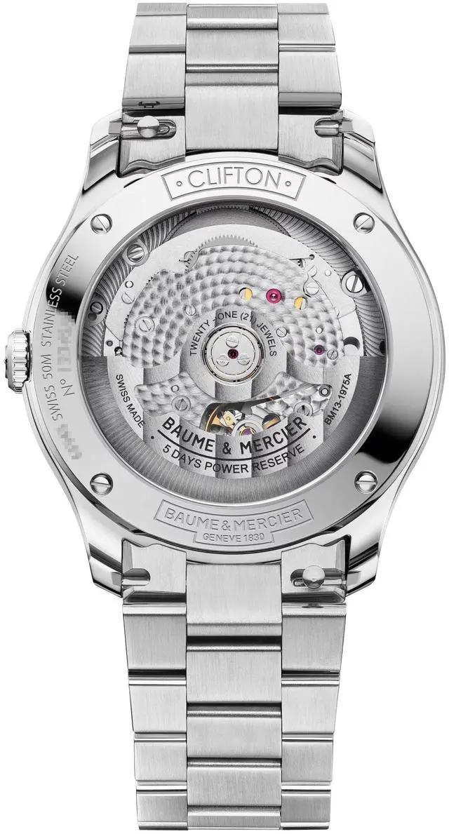 Alt view image 3 of 3 - Baume & Mercier Clifton Baumatic Automatic Stainless Steel Blue Dial Date Mens Watch M0A10792