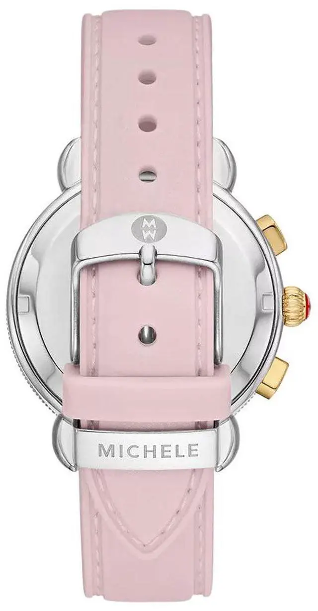 Alt view image 3 of 3 - Michele Sport Sail Chronograph Silver Dial Date Peony Pink Silicone Women's Watch MWW01P000023