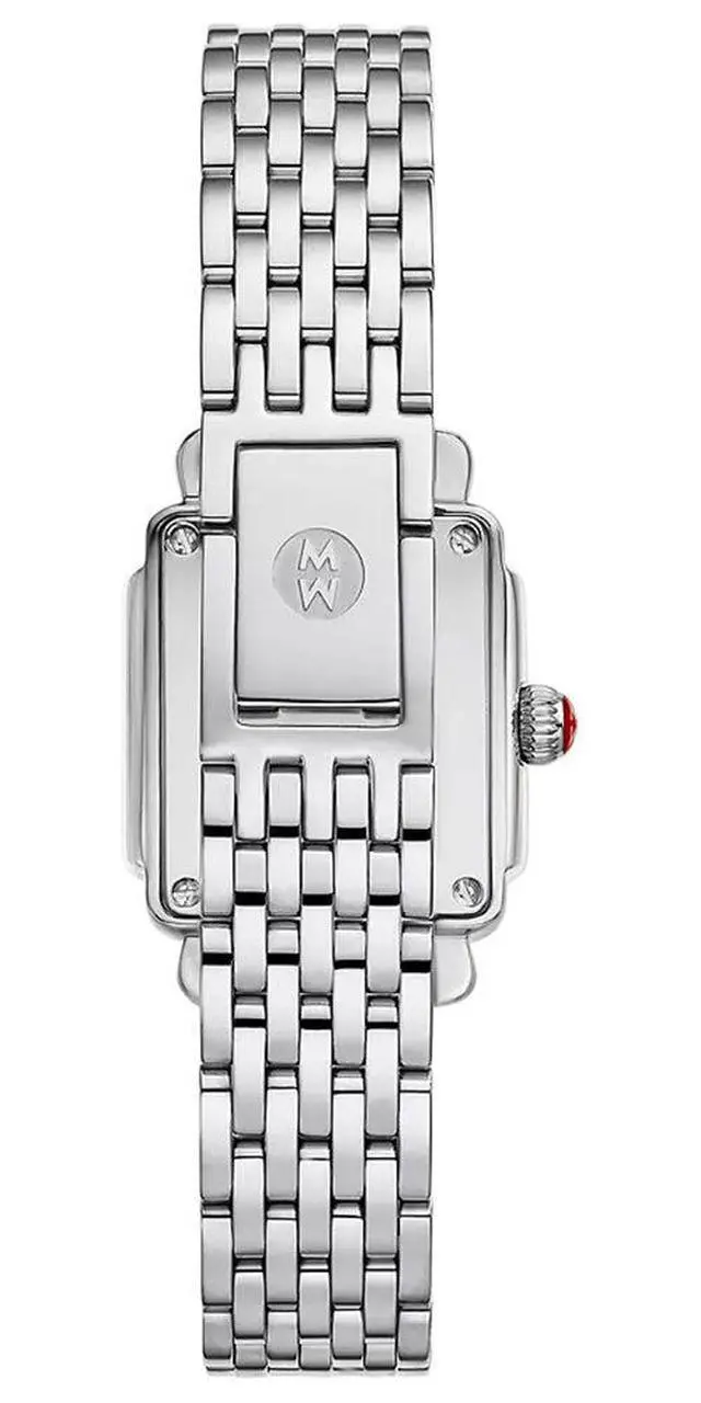 Alt view image 3 of 3 - Michele Deco Madison Mini Stainless Steel Diamonds Mother-of-Pearl Dial Rectangle Womens Watch MWW06D000171