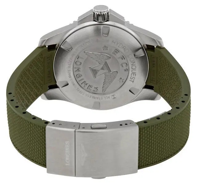 Alt view image 5 of 6 - Longines HydroConquest Automatic Stainless Steel Green Dial Green Rubber Strap Date Divers Mens Watch L3.782.4.06.9