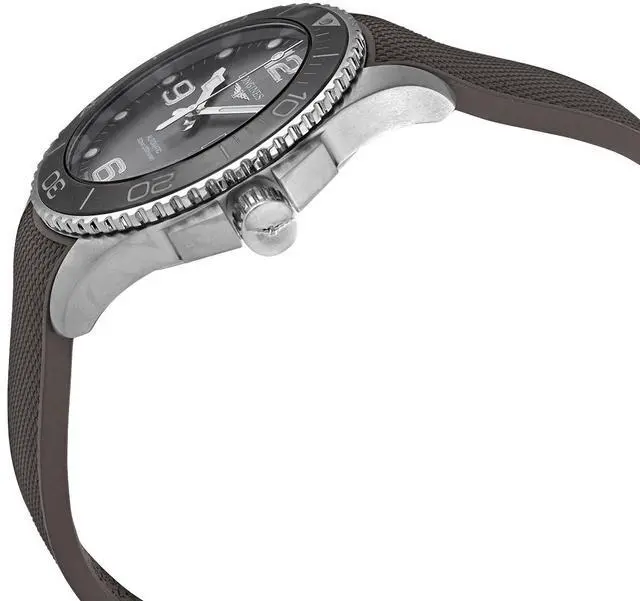 Alt view image 5 of 6 - Longines HydroConquest Automatic Stainless Steel Gray Dial Gray Rubber Strap Date Divers Mens Watch L3.782.4.76.9