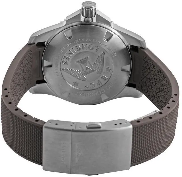 Alt view image 6 of 6 - Longines HydroConquest Automatic Stainless Steel Gray Dial Gray Rubber Strap Date Divers Mens Watch L3.782.4.76.9