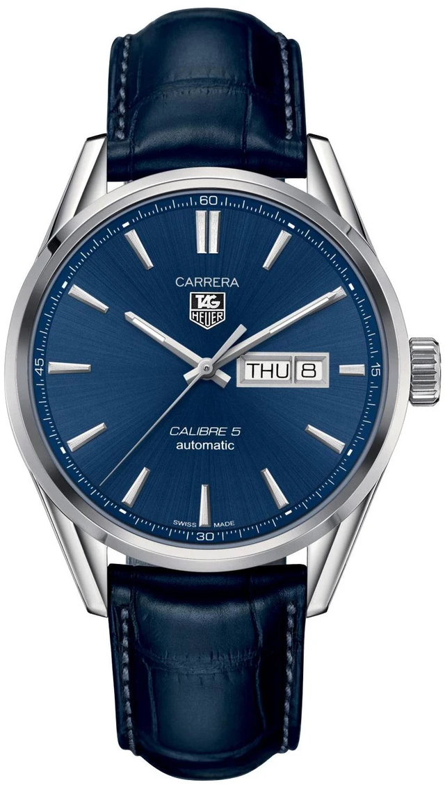 Main image of TAG Heuer Carrera Automatic Stainless Steel Blue Dial Blue Leather Strap Day/Date Mens Watch WAR201E.FC6292