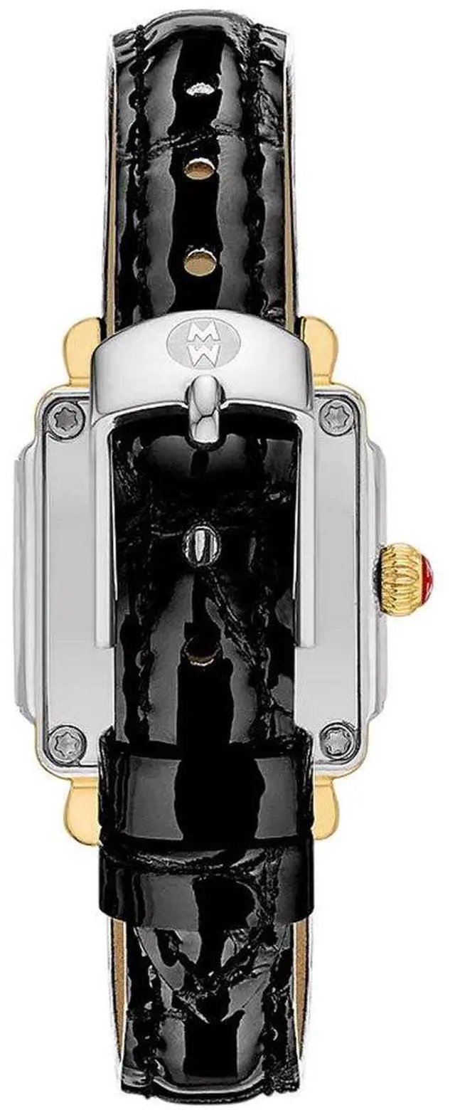 Alt view image 3 of 3 - Michele Special Edition Deco Madison Mini Black Mother-of-Pearl Dial Diamonds Black Leather Strap Women's Watch MWW06D000175