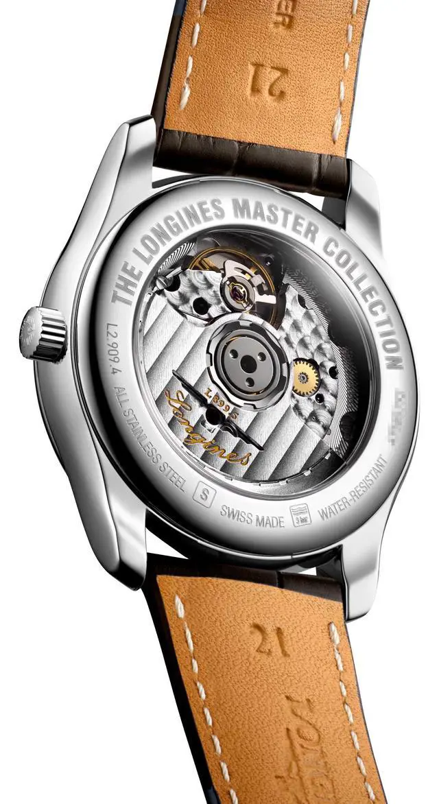 Alt view image 4 of 6 - Longines Master Collection Automatic Stainless Steel Silver-Tone Dial Brown Leather Strap Moonphase Date Mens Watch L2.909.4.78.3