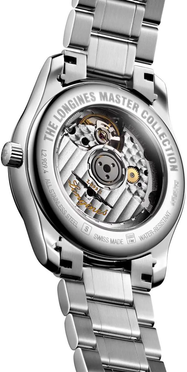 Alt view image 4 of 7 - Longines Master Collection Automatic Stainless Steel Black Dial Moonphase Date Diamonds Mens Watch L2.909.4.57.6