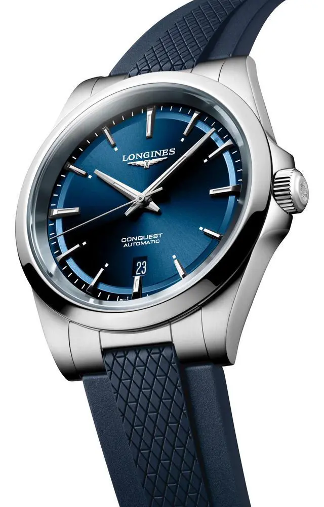 Alt view image 3 of 7 - Longines Conquest Automatic Stainless Steel Blue Dial Blue Rubber Strap Date Mens Watch L3.830.4.92.9