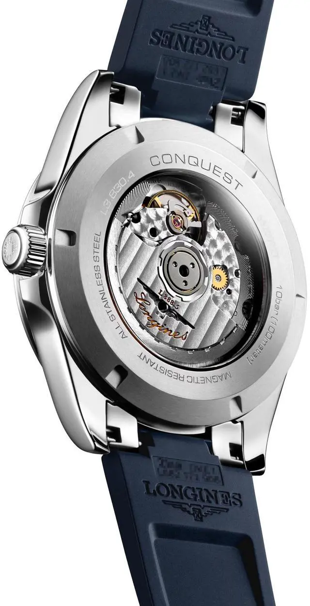 Alt view image 4 of 7 - Longines Conquest Automatic Stainless Steel Blue Dial Blue Rubber Strap Date Mens Watch L3.830.4.92.9