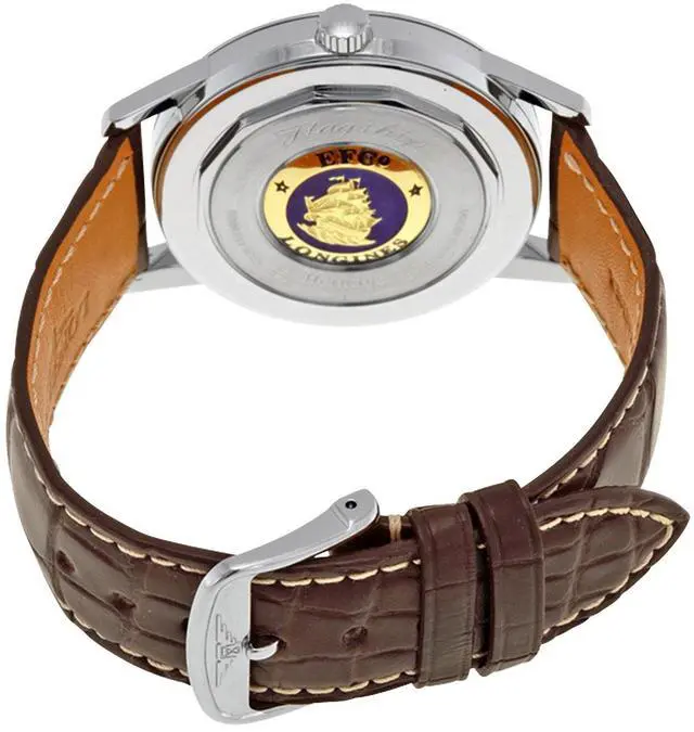 Alt view image 7 of 7 - Longines Flagship Heritage Automatic Stainless Steel Ivory Dial Brown Leather Strap Date Mens Watch L4.795.4.78.2