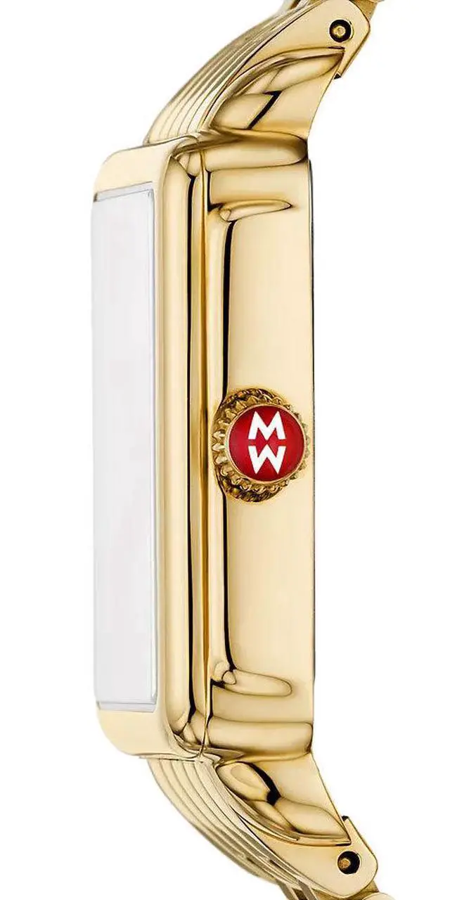 Alt view image 2 of 3 - Michele Deco Park Rectangle Mother-of-Pearl Dial 18K Gold-Plated Steel Womens Watch MWW06E000146