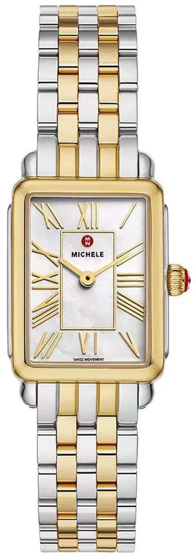 Main image of Michele Deco Park Rectangle Mother-of-Pearl Dial Two-Tone Steel Womens Watch MWW06E000145