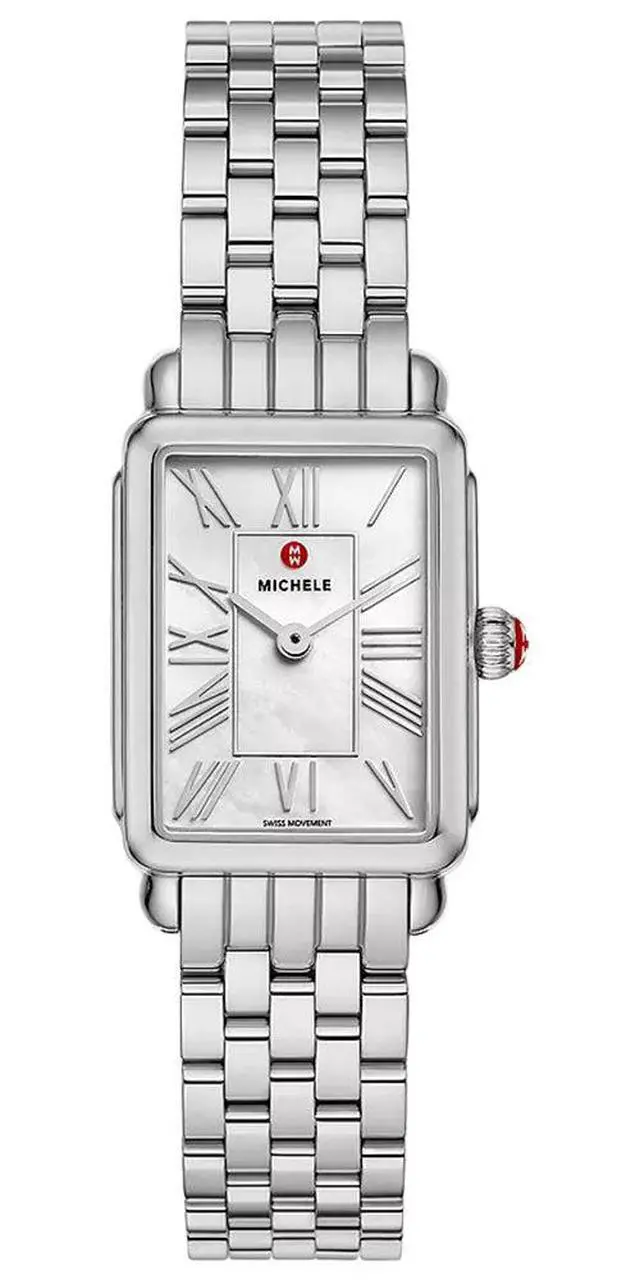 Main image of Michele Deco Park Rectangle Mother-of-Pearl Dial Stainless Steel Womens Watch MWW06E000144