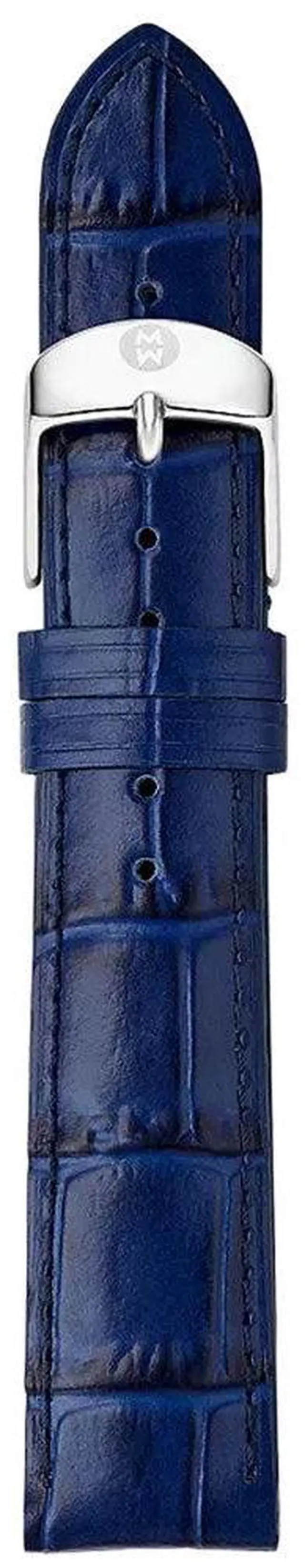 Main image of Michele 16mm Navy Blue Embossed Alligator Leather Strap MS16AA830400