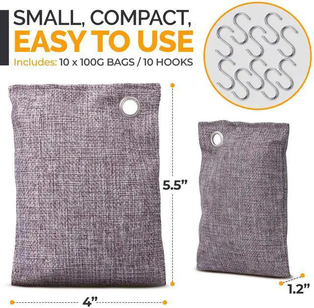 Alt view image 4 of 7 - Activated Charcoal Odor Absorber for Strong Odors in Car, Closet, Shoe, Basement. 10 Activated Charcoal Bags Odor Absorbers for Home. Bamboo Charcoals Air Purifying Bag Charcoals Deodorizer Eliminator