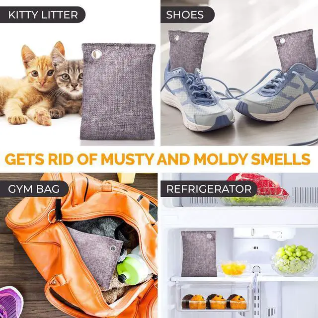 Alt view image 6 of 7 - Activated Charcoal Odor Absorber for Strong Odors in Car, Closet, Shoe, Basement. 10 Activated Charcoal Bags Odor Absorbers for Home. Bamboo Charcoals Air Purifying Bag Charcoals Deodorizer Eliminator