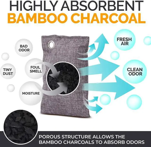 Alt view image 7 of 7 - Activated Charcoal Odor Absorber for Strong Odors in Car, Closet, Shoe, Basement. 10 Activated Charcoal Bags Odor Absorbers for Home. Bamboo Charcoals Air Purifying Bag Charcoals Deodorizer Eliminator