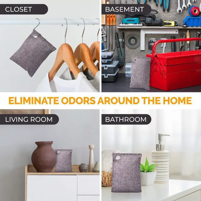 Alt view image 3 of 7 - Activated Charcoal Odor Absorber for Strong Odors in Car, Closet, Shoe, Basement. 10 Activated Charcoal Bags Odor Absorbers for Home. Bamboo Charcoals Air Purifying Bag Charcoals Deodorizer Eliminator