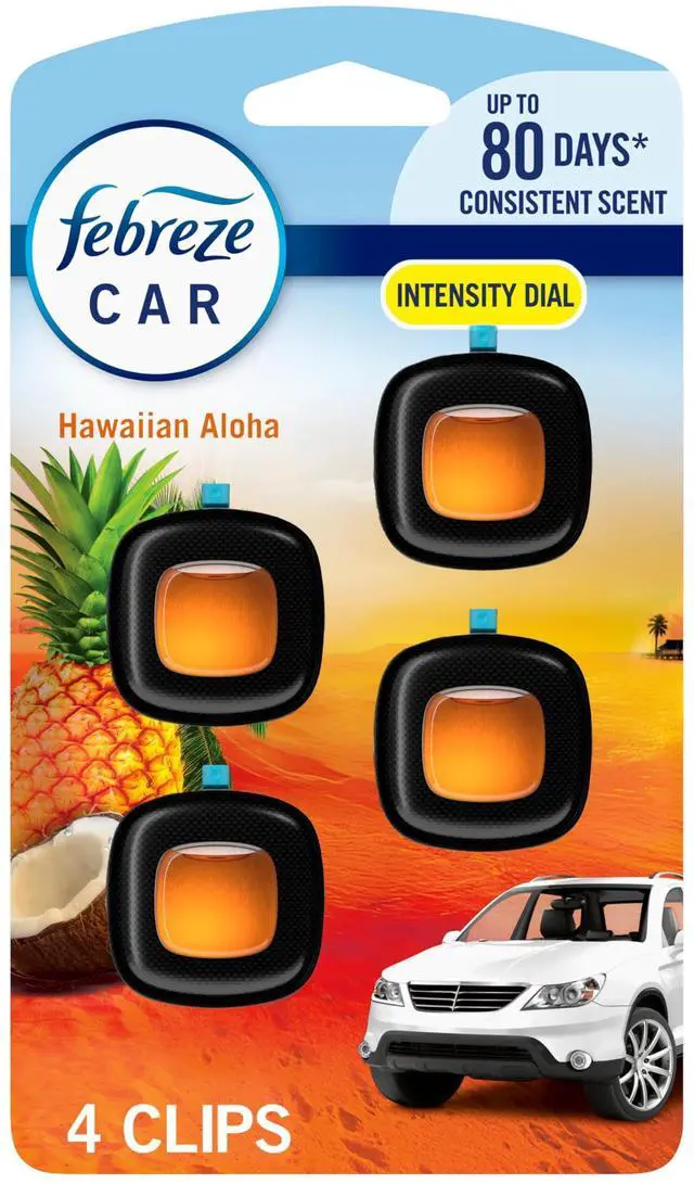 Main image of Car Air Freshener, Odor-Fighting Automotive Vent Clip, Scented Car Accessories, Long Lasting for Strong Odors, Hawaiian Aloha Scent, 4 Count