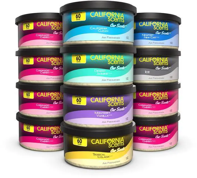 Main image of Can Air Freshener and Odor Neutralizer, Set of 12 Spillproof Cans for Home and Car, Assorted Scents, 1.5 Oz Each (Packaging May Vary)