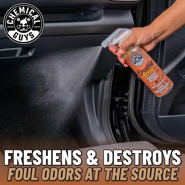 Alt view image 2 of 7 - Leather Scent Premium Air Freshener & Odor Eliminator Car Air Freshener Leather Scent Eliminates Odors and Refreshes Cars, Trucks, SUVs and RVs, 16 oz