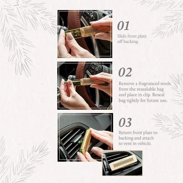 Alt view image 5 of 5 - Frasier Fir Car Diffuser Kit + Refills Vent Clip Air Freshener + 4 Frasier Fir Diffuser Reeds Car Air Fresheners with Fresh Scent Long-Lasting Fragrance