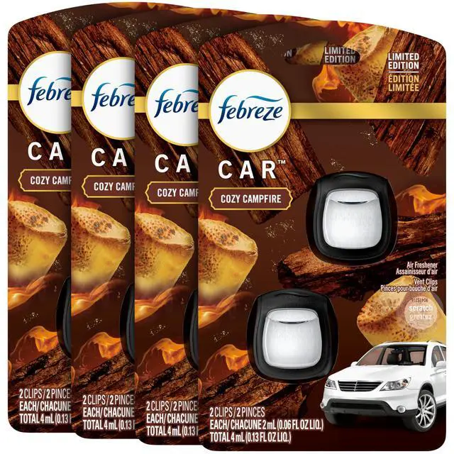 Main image of Air Freshener Car Vent Clip Cozy Campfire 4 Ct Pack of 2