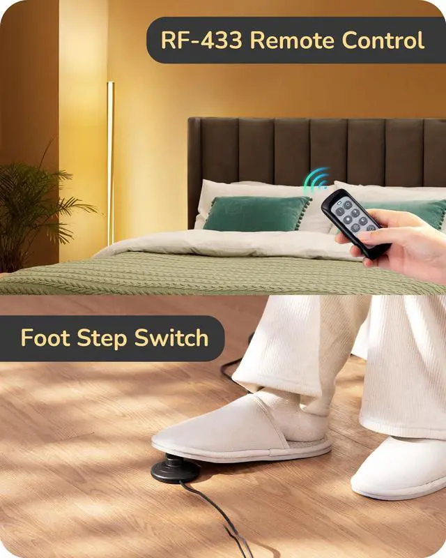 Alt view image 3 of 7 - Helix LED Floor Lamp, 56" Tall Pole Lamps 2700K-6000K Dimmable, Remote Control & Foot Switch, Modern Minimalist Standing Corner Lights for Bedroom, Living Room, Office, Gold