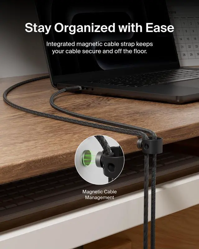 Alt view image 4 of 7 - BoostCharge Pro Flex Braided USB-C to USB-C Charger Cable (2M/6.6ft), USB-IF Fast Charging Cable for iPhone 16 Series, Macbook Pro, iPad Pro, Galaxy S25, S24, Nintendo Switch 2 & More - Black