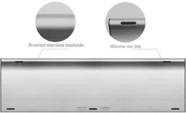 Alt view image 3 of 7 - HB192 Universal Bluetooth Keyboard Multi-Device Stainless Steel Full Size Wireless Keyboard for Windows iOS Android Computer Desktop Laptop Surface Tablet Smartphone Rechargeable Battery